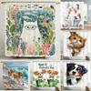 Cat Dog Cow Shower Curtain Set Cute Animal Bathroom Curtains Fabric Christmas Home Bathroom Decor Bathroom Accessories Set