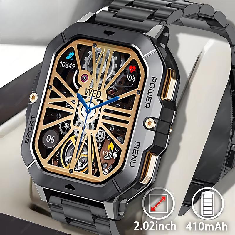 2025 New Men Sports SmartWatch 2.02in Screen Blood Oxygen Heart Rate Bluetooth Talking Watch 100+ Sport Mode Outdoor Smart Watch