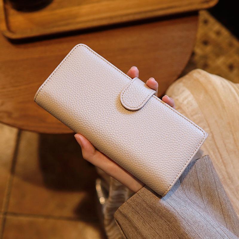2026 New Women's Top-Grain Leather Lg Wallet & Phe Clutch | Solid Color Multi-Card Mini Handbag | Slim Everyday Carry