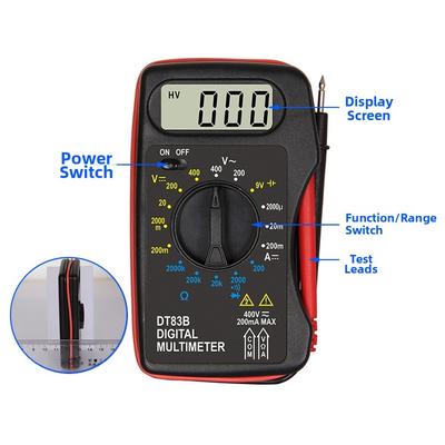 Portable DT83B Digital Multimeter for Electrical Testing Up To 400V