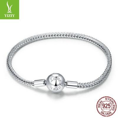 Bracciale Semplice Base a Spina di Pesce in Argento Sterling 925, Bracciale Singolo Versatile Placcato Platino Scb201