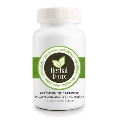 Suplemento Alimentar Herbal D-tox Artemisinina ~ Losna (Artemisia Annua L) 95% + Ferrine 5%, 100 cápsulas x 500 mg