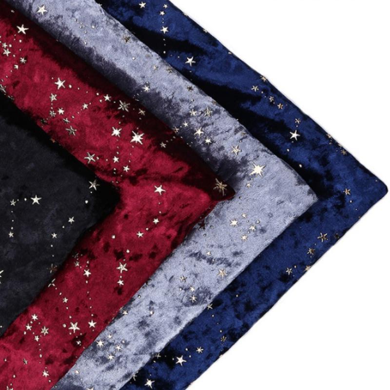 1 Meter Dehnbarer Samtstoff mit Sternmuster Diamantfleece Elastischer Weihnachtsstoff für DIY Nähen Weihnachtsdekorationen