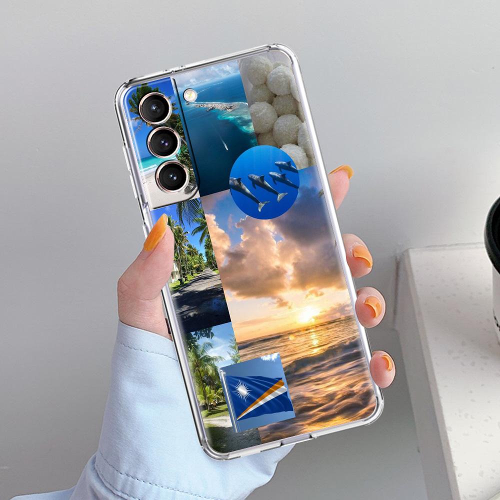 Phone Case For Samsung Galaxy S26 S25 S24 S23 S22 Ultra S20 S21 FE 5G Plus Soft Clear Cover Marshall Islands Flag