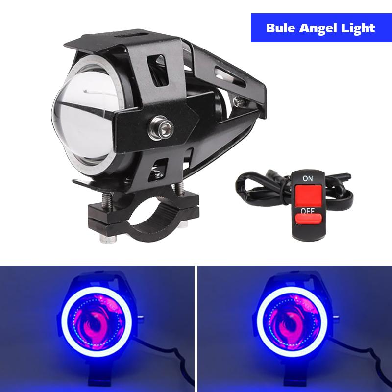 U7 LED Motorcycle Headlight Angel Eyes Spotlight Headlamp Super Bright Fog Lights Spotlights U7 Mini Moto Auxiliary Driving Lamp