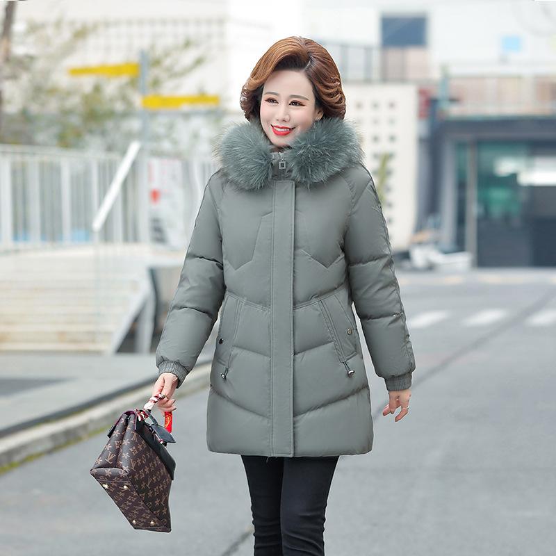 

Mom s Stylish Mid-Length Winter Jacket with Fleece Lining for Middle-Aged and Elderly Women 3XL (120-135 lbs)