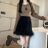 Plush Short Skirt New Spring and Autumn High Waist Design Skirt Temperament Velvet Tassel Hip Skirt