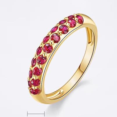 Fashionable Golden Pigeon-blood Red Corundum Ring - Elegant Red Diamond Pair Of Earrings Party Wedding Engagement Jewelry Gift