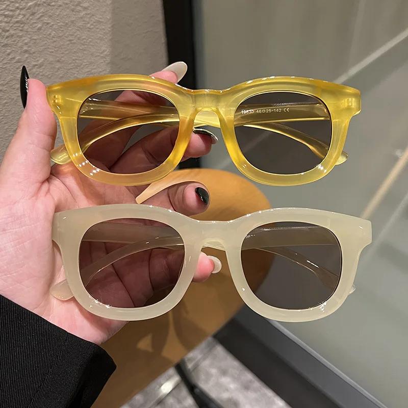 Luxury Brand Designer Vintage Square Sunglasses Women For Men  Sun Glasses Trendy Punk Popular Jelly Green Eyeglasses Uv400