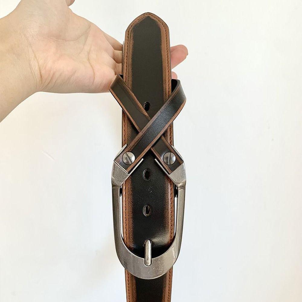 Y2k Women's Belt Pu Leather Dress Jeans Belt Trendy Cross Waist Belt  Waist Accessories
