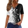 Women's T Shirt Print Button Short Sleeve Daily Weekend Fashion Basic V- Neck Regular Top