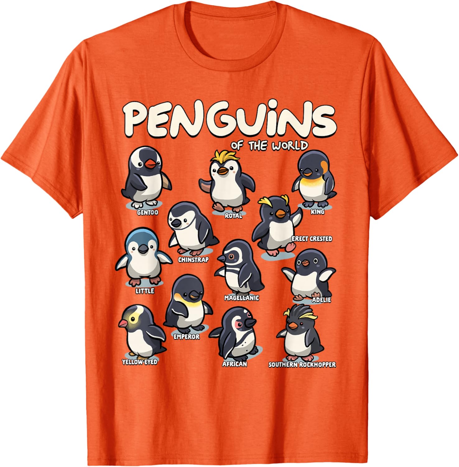 Penguins Of The World Graphic Tee Men Casual Cotton Short Sleeve T-Shirt 4XL