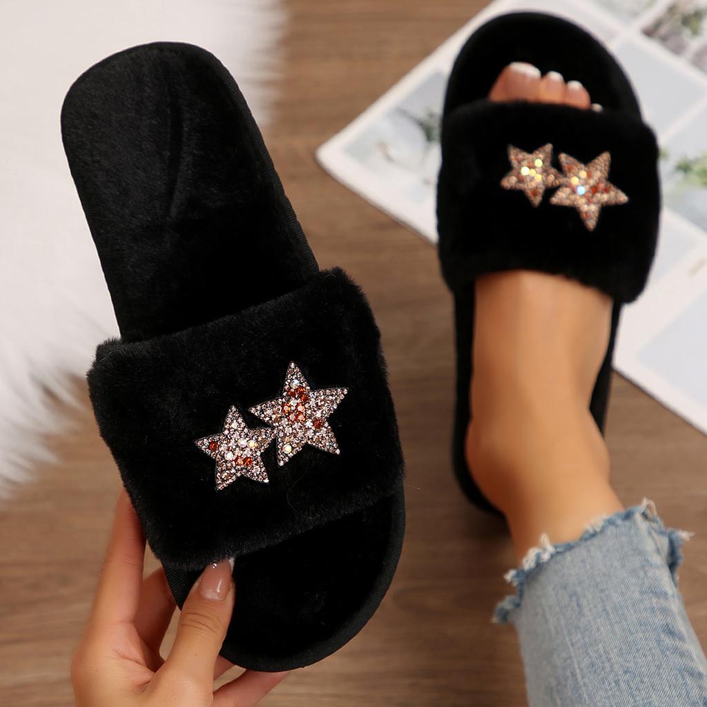 Fashion Women Slippers New Fashion Warm House Slippers Winter New Trend Fur Home Shoes for Women Casual Plush Comfortable Slides Women