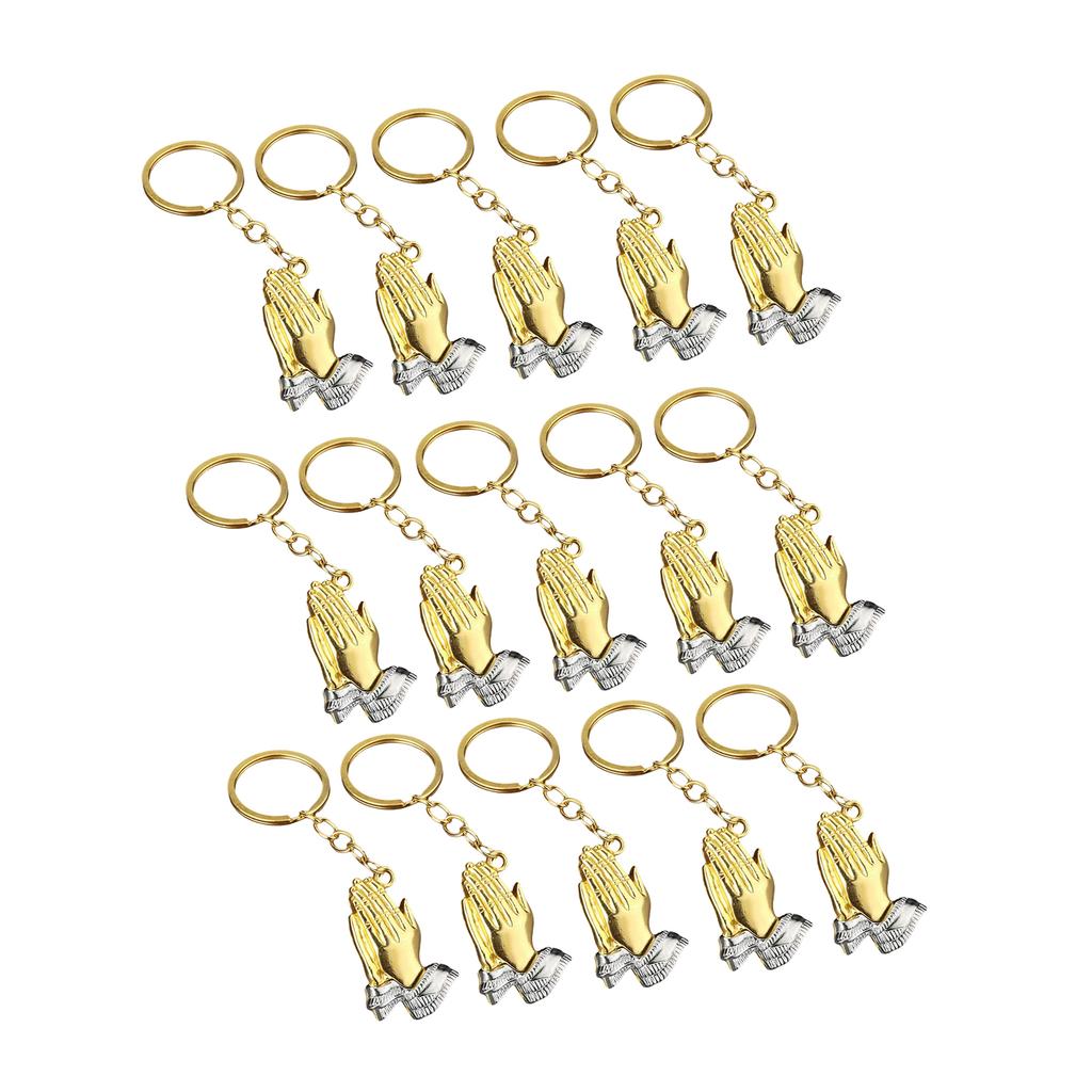 15pcs Elegant Praying Hands Pendant Keyring Ornamentation Perfect for Travelers Believers Seeking Spiritual Comfortable