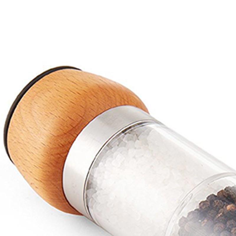 2-in-1 Salt Pepper Mill Wood Dual Pepper Grinder,Coarse Salt Grinder,Capacity 100ML * 2,Salt And Pepper Spice Shaker Grinders
