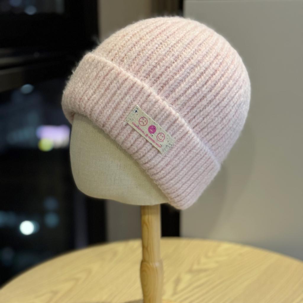 Korean Version Ins Smiling Face Wool Hat for Women Autumn and Winter New Thickened Warm Baotou Hat Showing Face Small Ear Protection Knitted Hat