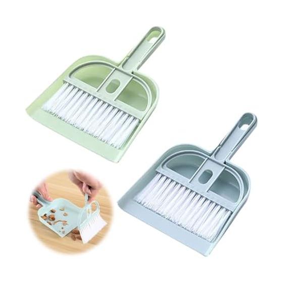 Mini Broom, Tabletop Broom with Dustpan, Dustpan Set, Indoor, Outdoor, Entrance, Car Cleaning Tools, Storage, Stylish Cleaning Goods [Set of 2]