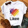 Summer Casual Top Female T-Shirts Romantic Heart Pattern Print Tshirt Harajuku Leisure O-Neck Plus Size Streetwear Lady Clothes