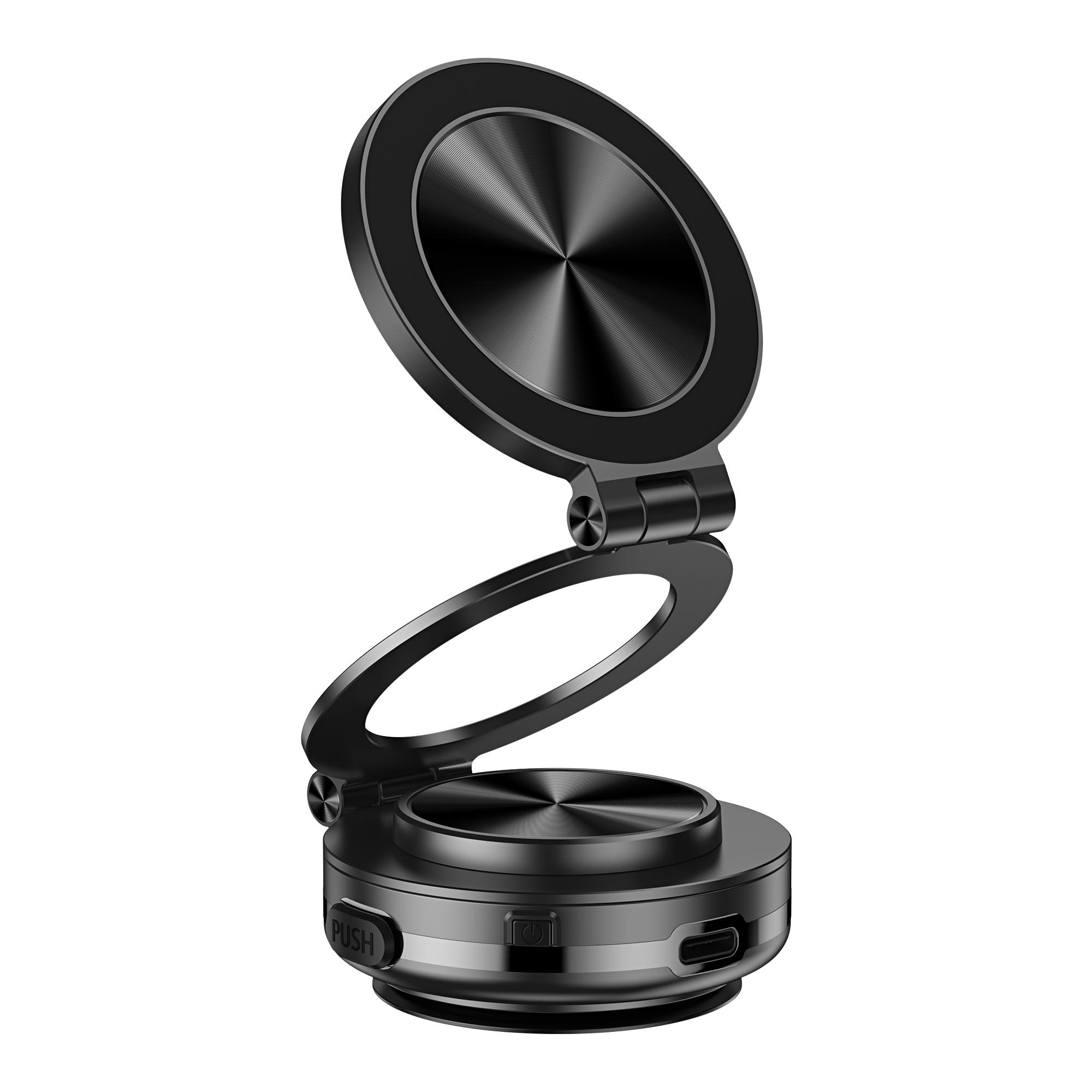 Magnetic Car Phone Holder with Wireless Charger 360 degree Swivel Vacuum Suction Cup Bracket for Universal Car Dashboard Black no Charger