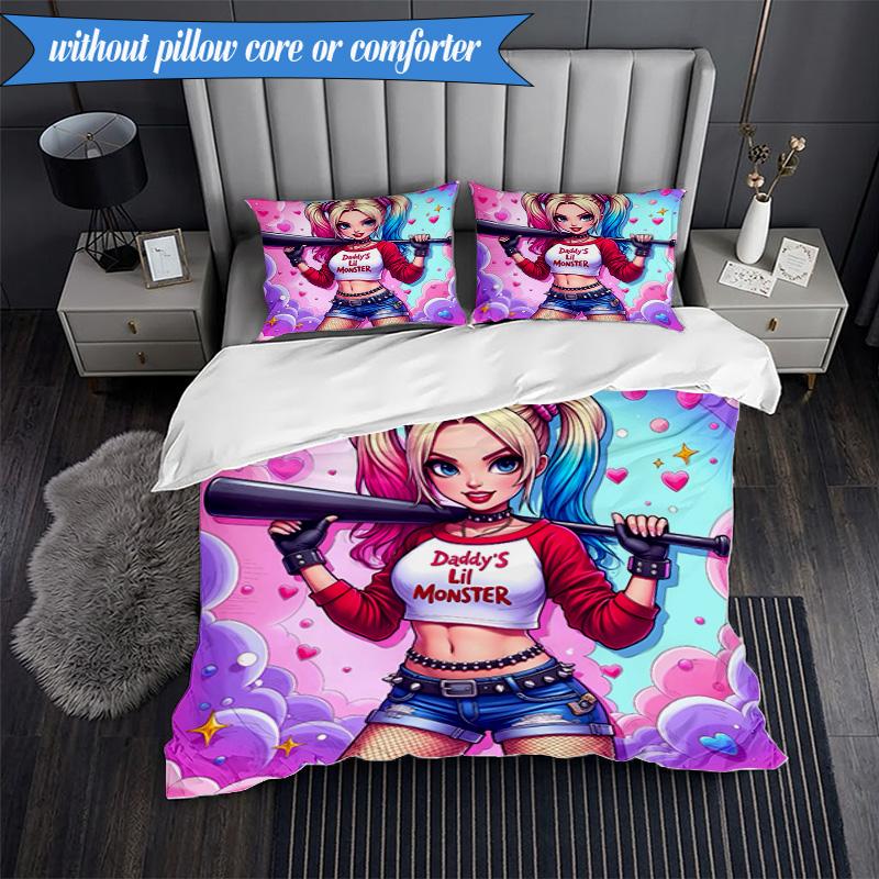3PCS Quinn Artwork Bedding Set,Including 1pc Duvet Cover And 2pcs Pillowcases Perfect for Bedroom, Dormitory, Fan Christmas gift