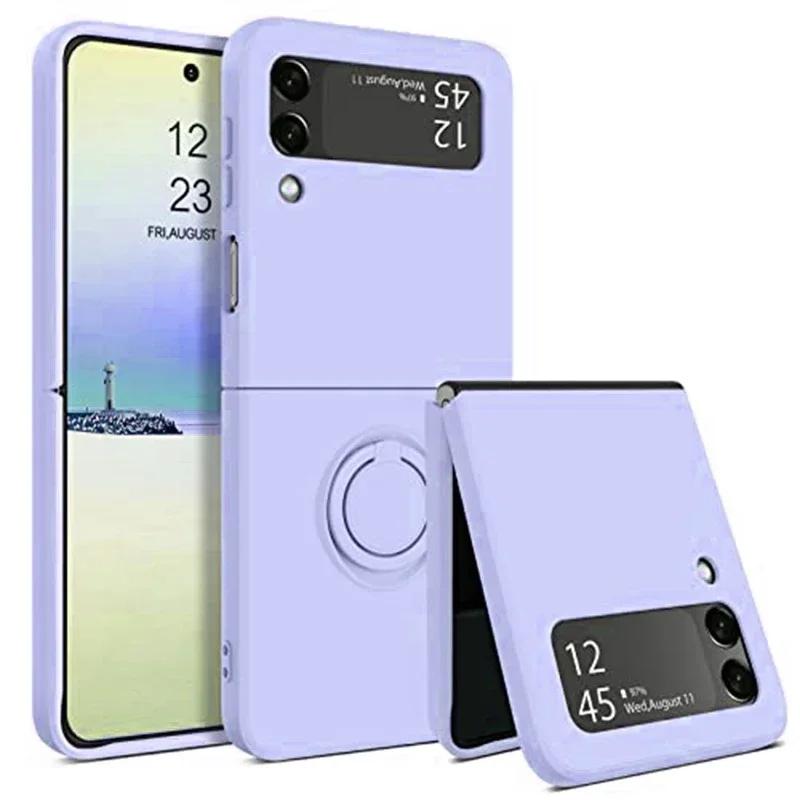 For Samsung Z Flip 7 Case Ring Holder Magnetic Liquid Silicone Cases for Samsung Galaxy Z Flip 3 5 6 ZFlip 4 ZFlip5 Soft Cover