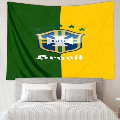 1PC Brazilian Football Crest Printed Tapestry Room Decoration Wall Hanging for Living Room Bedroom, Dormitory, Birthday and Christmas Gifts