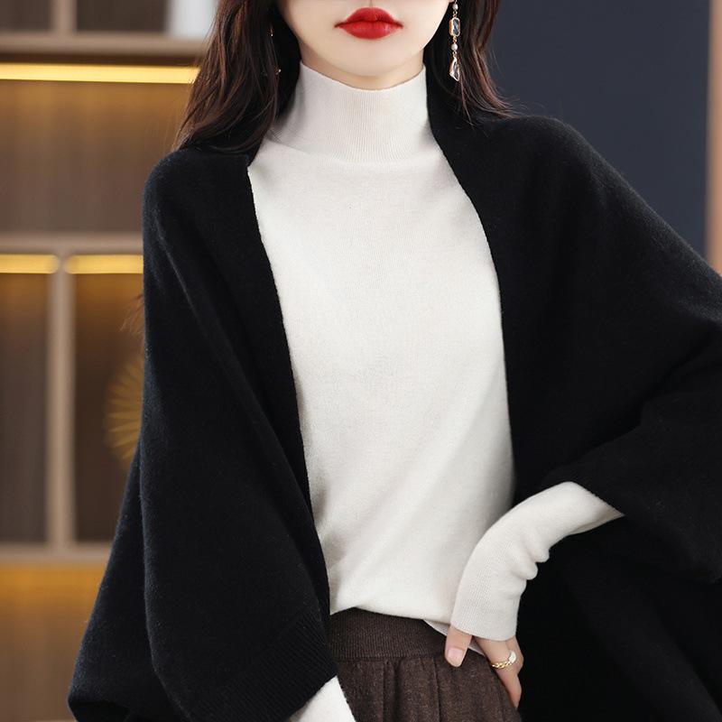 Women's 2023 Wool Batwing Scarf Sweater Cardigan - Loose Knit Autumn/Winter Shawl Style