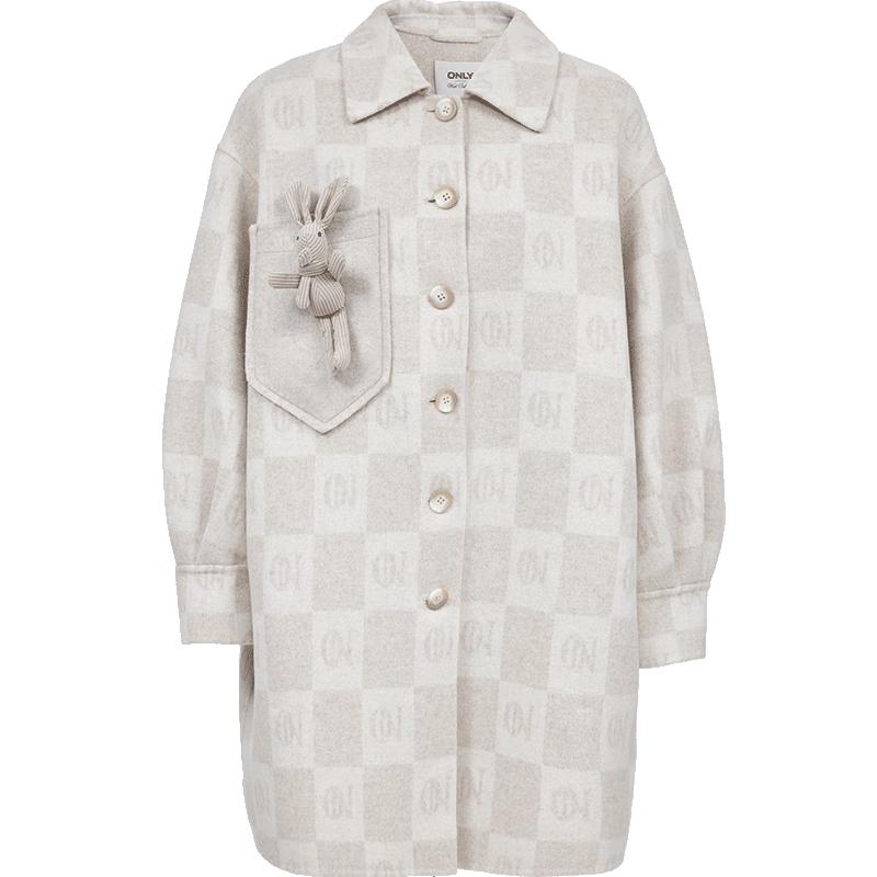 Only Women's 2025 Autumn Loose Wool Blend Checkered Coat