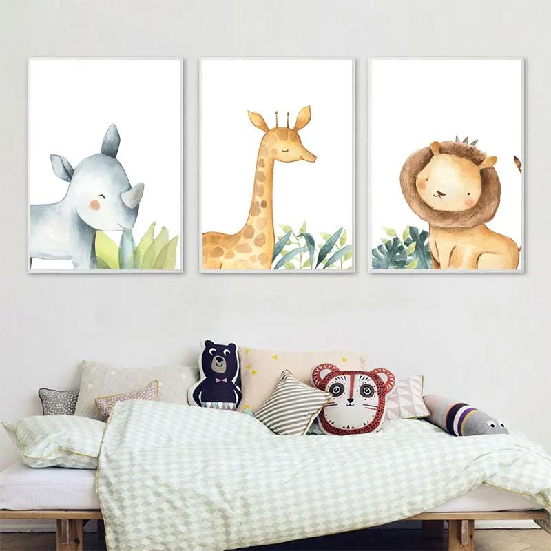 Cute Animal Decorative Painting Zebra Elephant Fox Picture for Children's Room Wall Art Decoration Poster for Kid Nursery Art