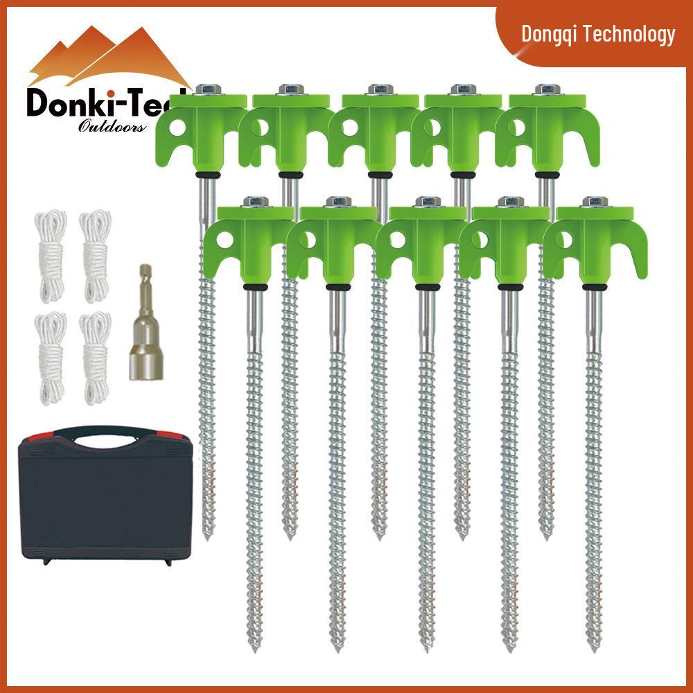 Fluorescent Spiral Tent Stake - Hexagonal Awning Anchor for Camping