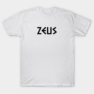 Asian Size Men Black Print T-shirt Zeus No-Cut Heat Transfer Print Cotton Tshirt