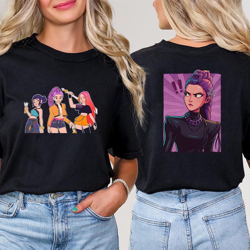 

Fashion Kpop Demon Hunter Huntrx Print Short Sleeve Tees Harajuku T-shirt For Women Korean Anime Graphic Tops Female Clothing 3XL