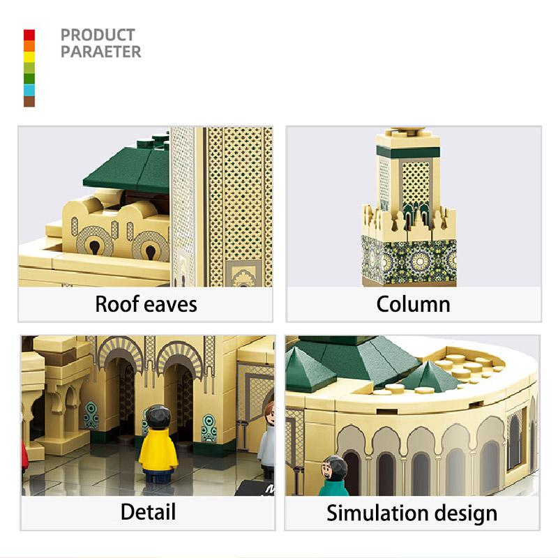 City Series MOC 548pcs Morocco Casablanca Hassan II Mosque Building Blocks Bricks Toys Mosquée Hassan-II Model Kit For Men Gifts