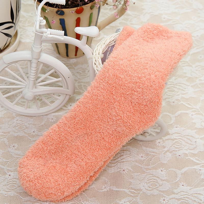 18 Styles Candy Color Thermal Warm Plush Socks Women Coral Fleece Floor Sox for Female Girls Colorful Wife‘s Gifts Dropshipping