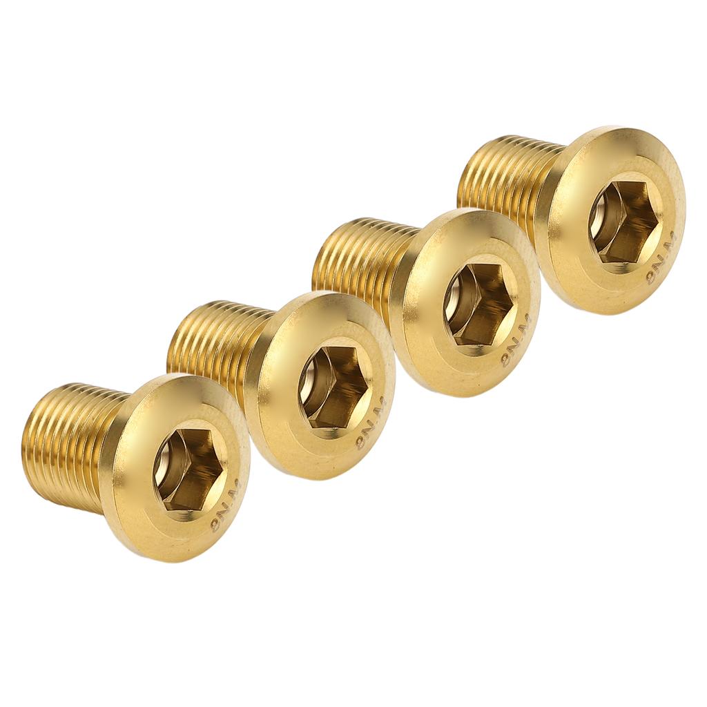 4pcs Bike Chainring Screw Gold Metal CNC Processed Anti Loosening Road Bike Chainwheel Screw for
