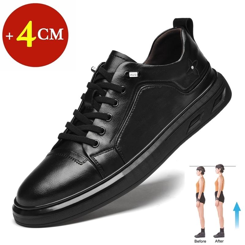 Genuine Leather Height Increasing Men Shoes Italian Designer Casual Shoes Outdoor SkateBoard Flats Lift Sneakers Elevator Sports