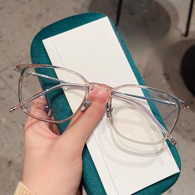 Korean Version of Ultra-light Net Red Face Lazy TR90 Titanium Oval Glasses Frame Female Matching Degrees