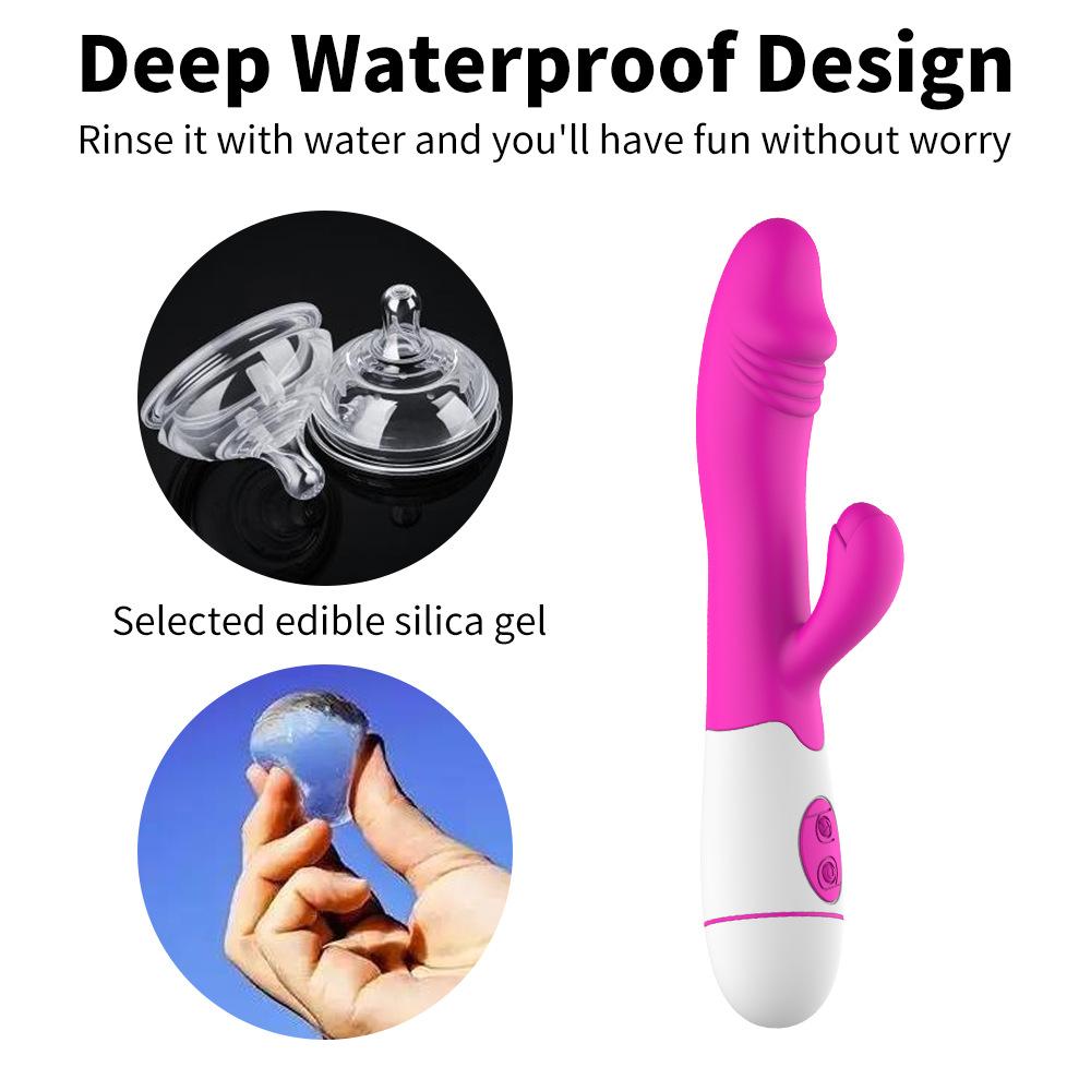Vibrator pentru iepure, reîncărcabil, cu 30 de viteze, din silicon pentru adulți, clitoris, clitoris, jucărie sexuală, punct G, cu dublu motor, pentru femei și femei.