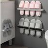Multi-Functional Shoe Storage Organizer No Punching Towel Rail Wall Mounted Slipper Rack  Bathroom
