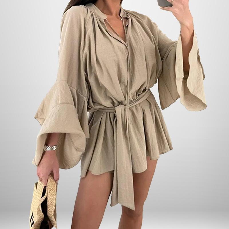 

Новое Ретро Элегантное Платье с V-образным Вырезом и Расклешенными Рукавами 3XL