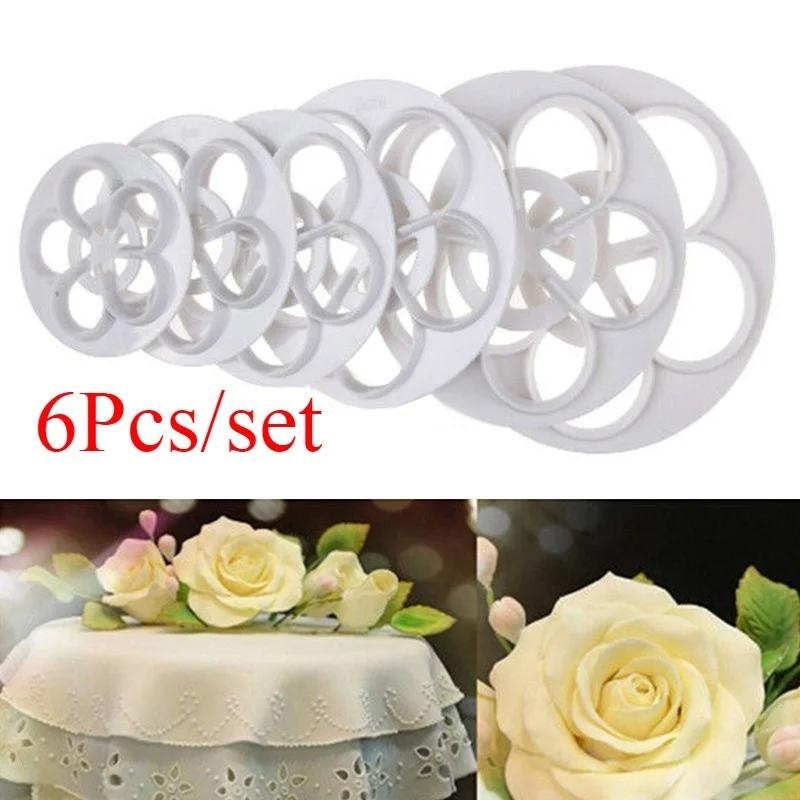 6Pcs Xmas Fondant Cake Cookie Sugarcraft Decorating Plunger Cutters Mould Set
