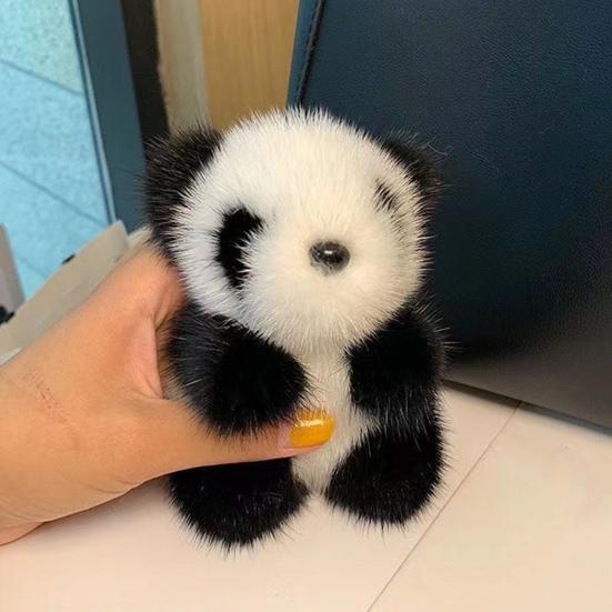 1/2Pcs Plush Panda Keychain Pendant Wallet Key Ring Car Key Holder Lightweight Soft Bag Pendant Panda Key Ring