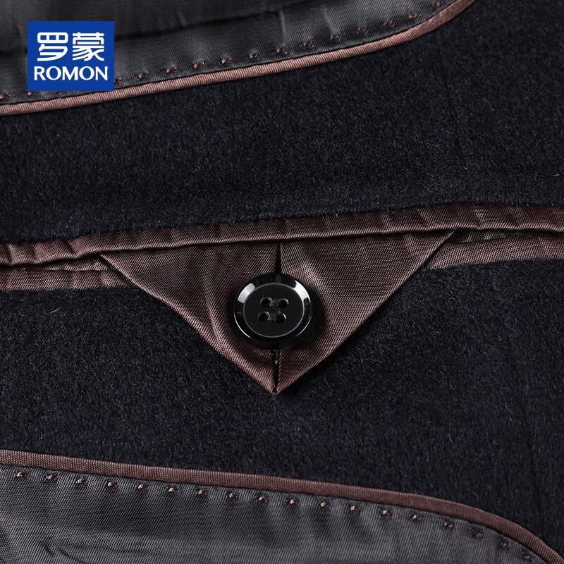 ROMON Men's Autumn/Winter Wool & Cashmere Blend Mid-length Coat