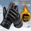 Men's and Women's Touch Screen Leather Gloves Are Warm, Waterproof, Windproof, and Thickened with Fleece for Outdoor Motorcycle Riding In Winter