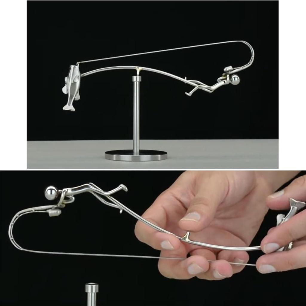 Rybář Ocelová Balanční Socha Hračka Kinetické Umění Tumbler Kinetický, Balancující Dekompresivní Věda Psychologie Domov Kancelář Hračka Stolní Dekorace