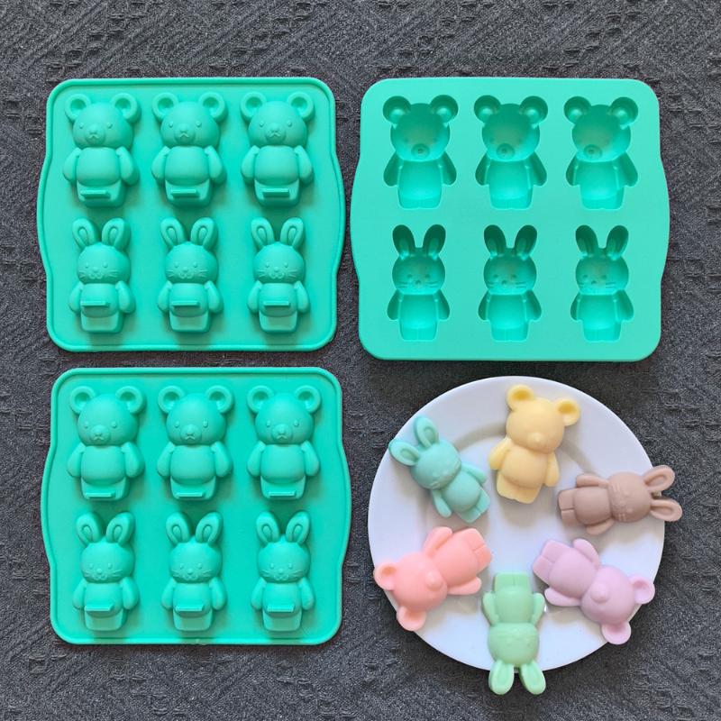 3D Bear Rabbit Shaped Silicone Baking Mold Creative DIY Chocolate Candy Pudding Biscuit Cake Mold