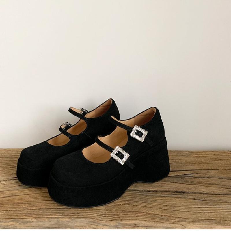 Platform Marie Janes Shoes Women Wedges Sandals Summer 2025 New Trend Dress Pumps Shallow Elegant Suede Plus Size Zapatos Mujer