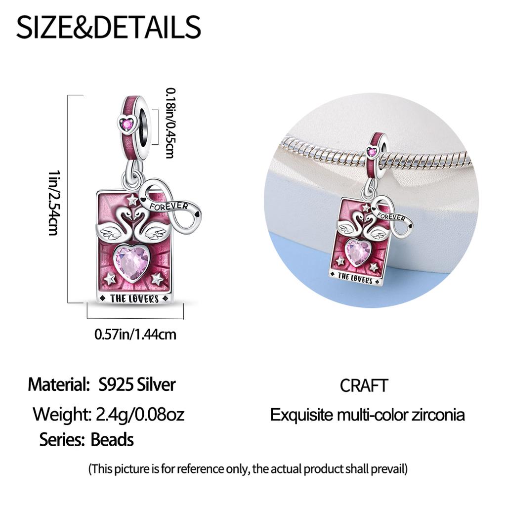 Copper Exquisite Tarot Cards Bracelet Pendants Blood Red Fire Snake Rose Charms Beads Diy Jewelry For Women