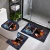Harleydavidson Motorcycles Customize Your Name 3Pcs Bathroom Mat Set Toilet Lid Cover Ushaped Foot Mat Nonslip Floor Mat Decor For Bathroom