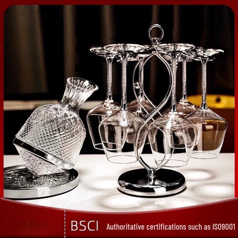 Yipan Handmade Red Wine Glass Set with Decanter and Holder